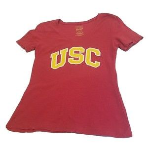 USC Trojans University Women's V-Neck T-Shirt - S Small Spirit Her Style